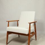 White curly armchair Scandinavian design by H. Lis 1970