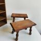 Pair of stools, footrests in solid turned wood