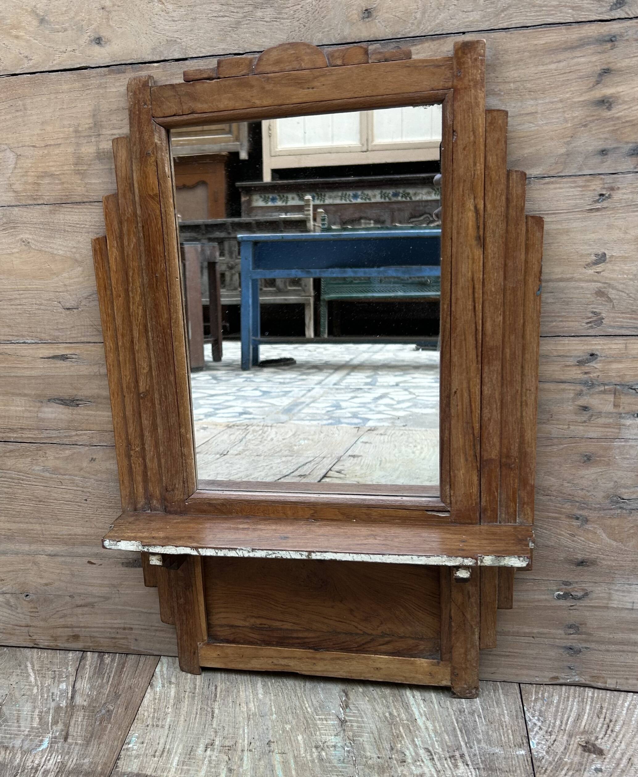 Miroir - étagère art déco en teck birman