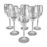 Lot 6 glasses of red wine crystal cut twisted foot Epis Cristal d'Arques