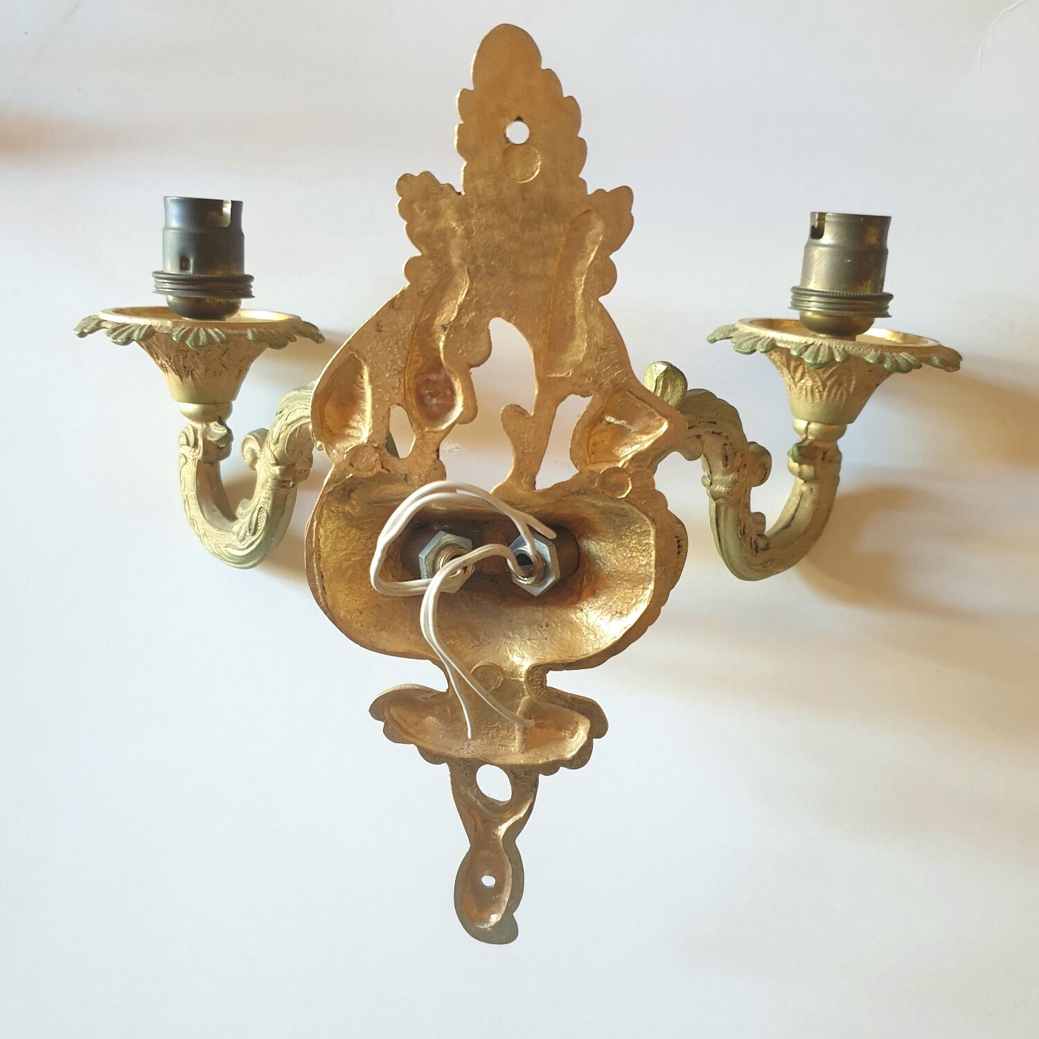 Pair of 20th century gilt bronze wall lights