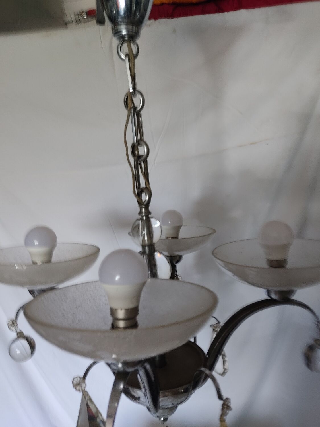 Old vintage chrome chandelier.