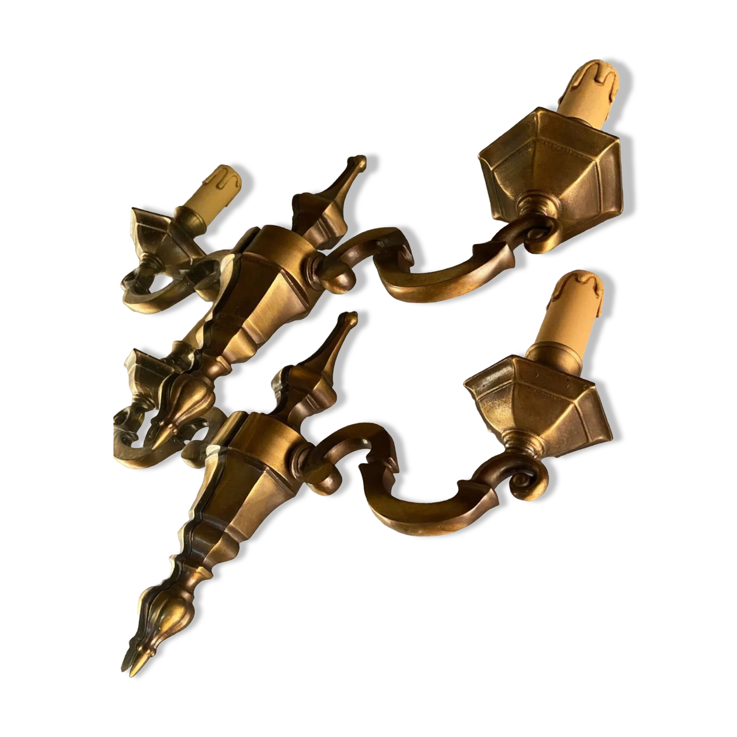 Pair of Louis XIV style brass sconces