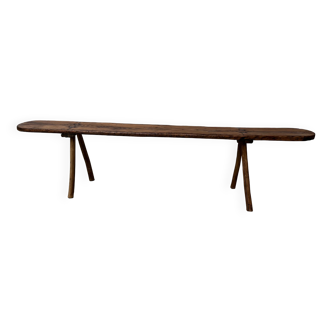 Old restored pine brutalist bench