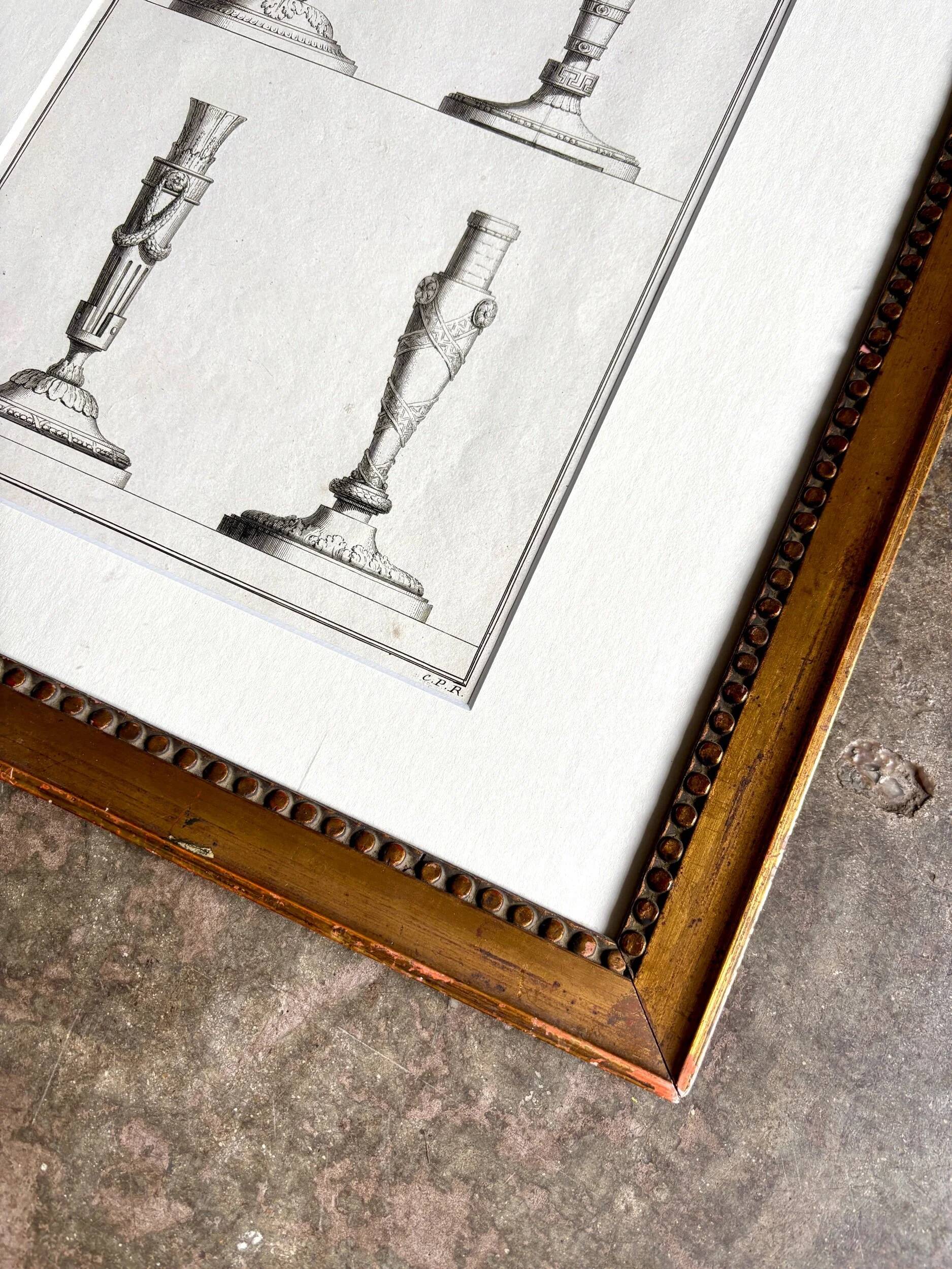 Framed engraving on the candlesticks by Jean-François Forty, late 18th century no. 2