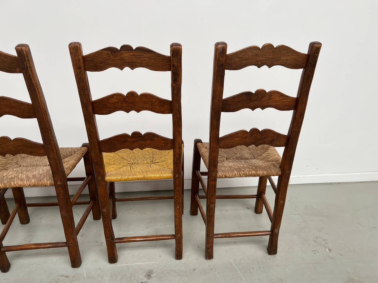 Rustic handcrafted oak chairs 1900