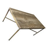Table basse travertin et laiton