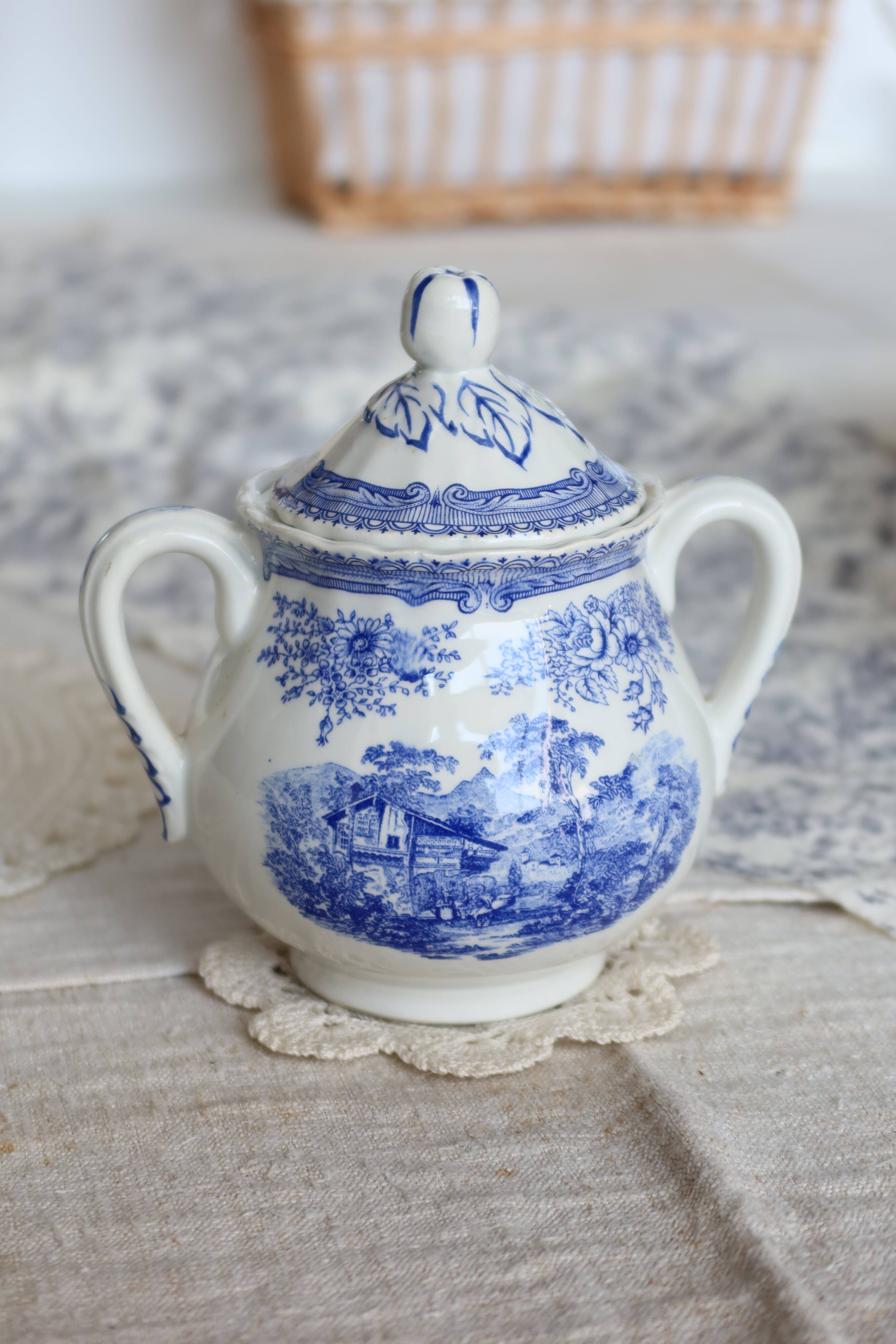 Antique Lunéville earthenware sugar bowl