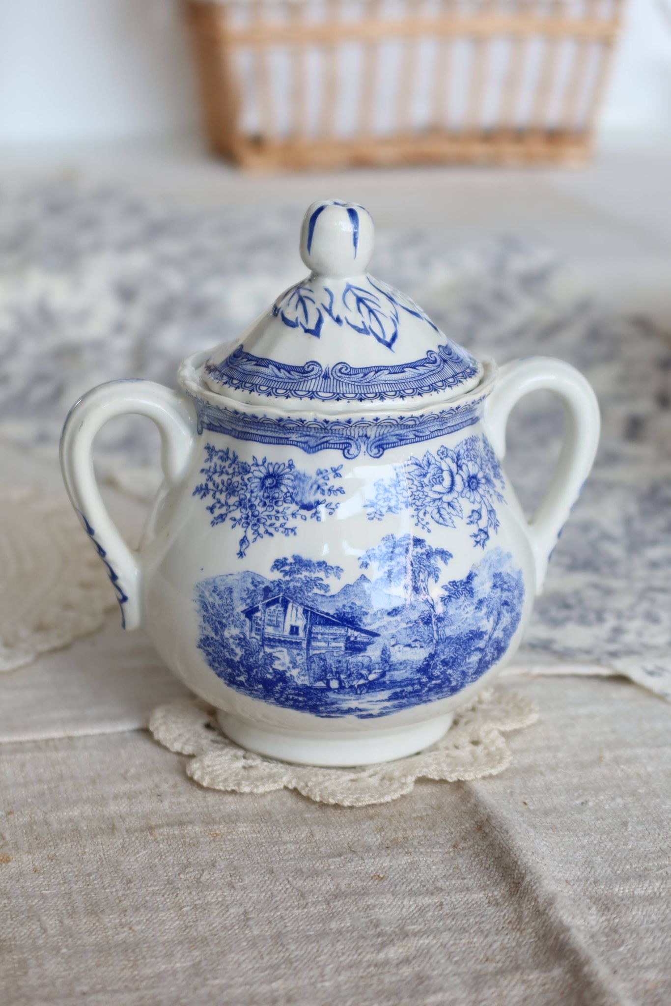 Antique Lunéville earthenware sugar bowl