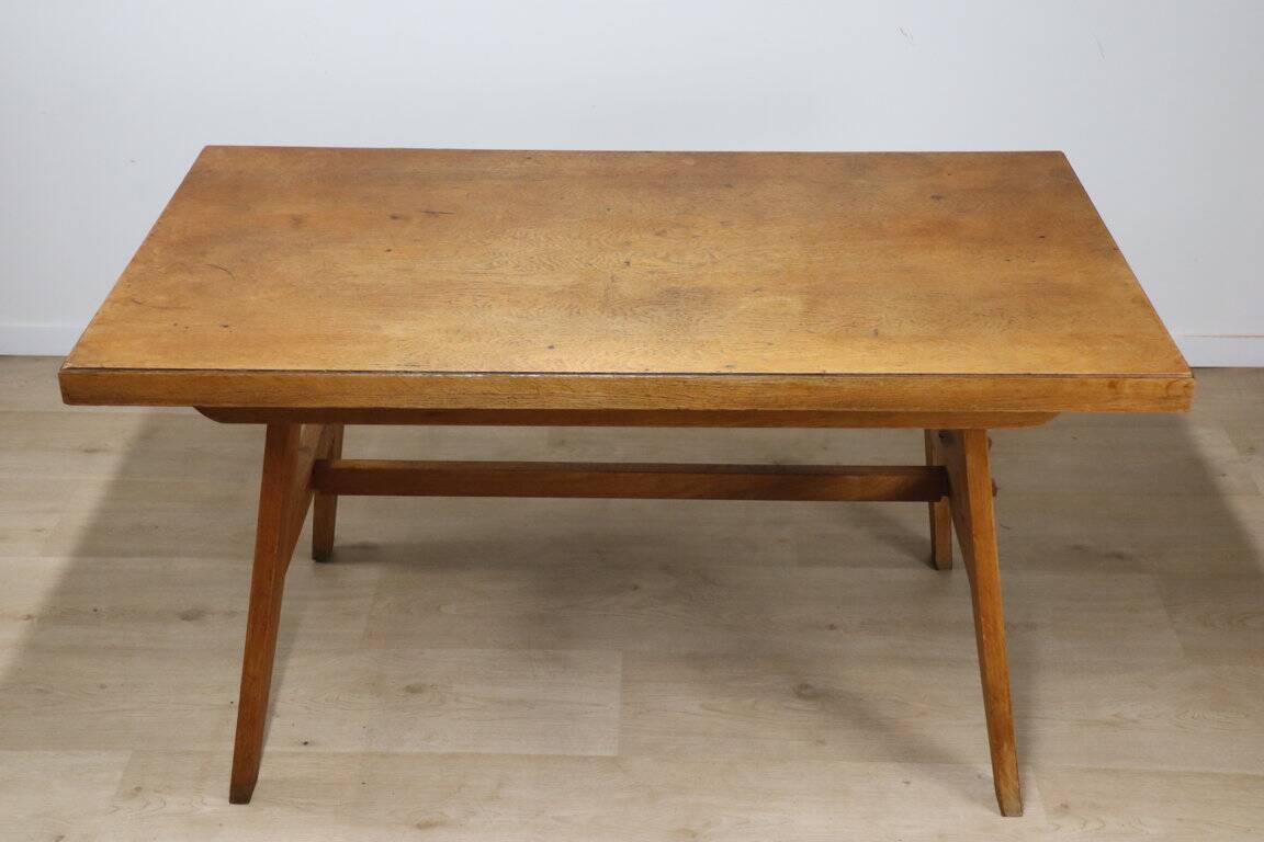 Oak dining table by René Gabriel, 1950
