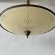 Large UFO design ceiling light in brass and printed glass, 1950s, Italy.