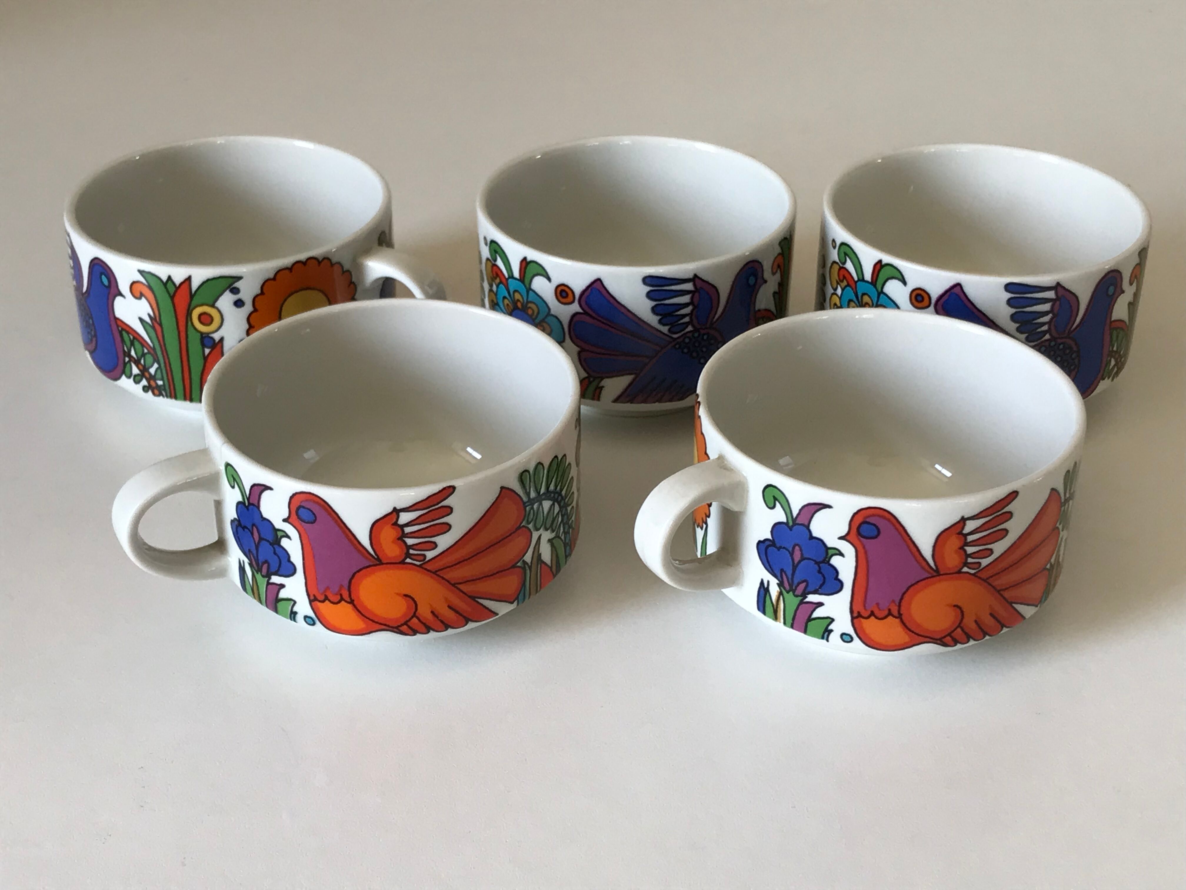 Set of 5 cups Acapulco vintage design 1970