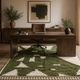 Authentic pure wool Moroccan rug in green and white, 2/3 m.