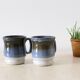 Set of 2 mugs in stoneware, artisanal pottery, made in England, vintage, 1980