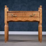 Brutalist Oak Bedside Tables attributed to Henning Kjærnulf, 1970s, Set of 2