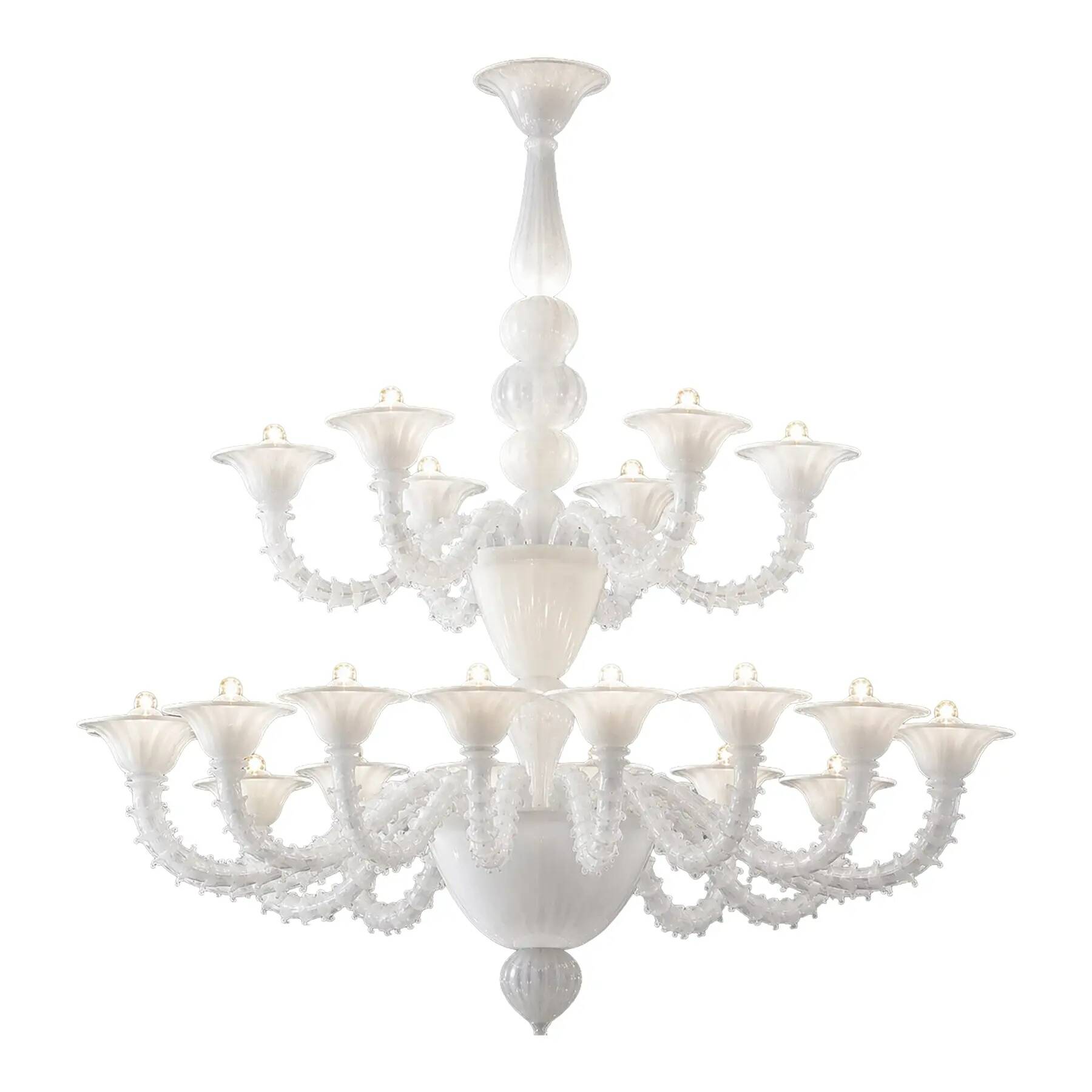Monumental Contemporary White Rezzonico Murano Glass Chandelier