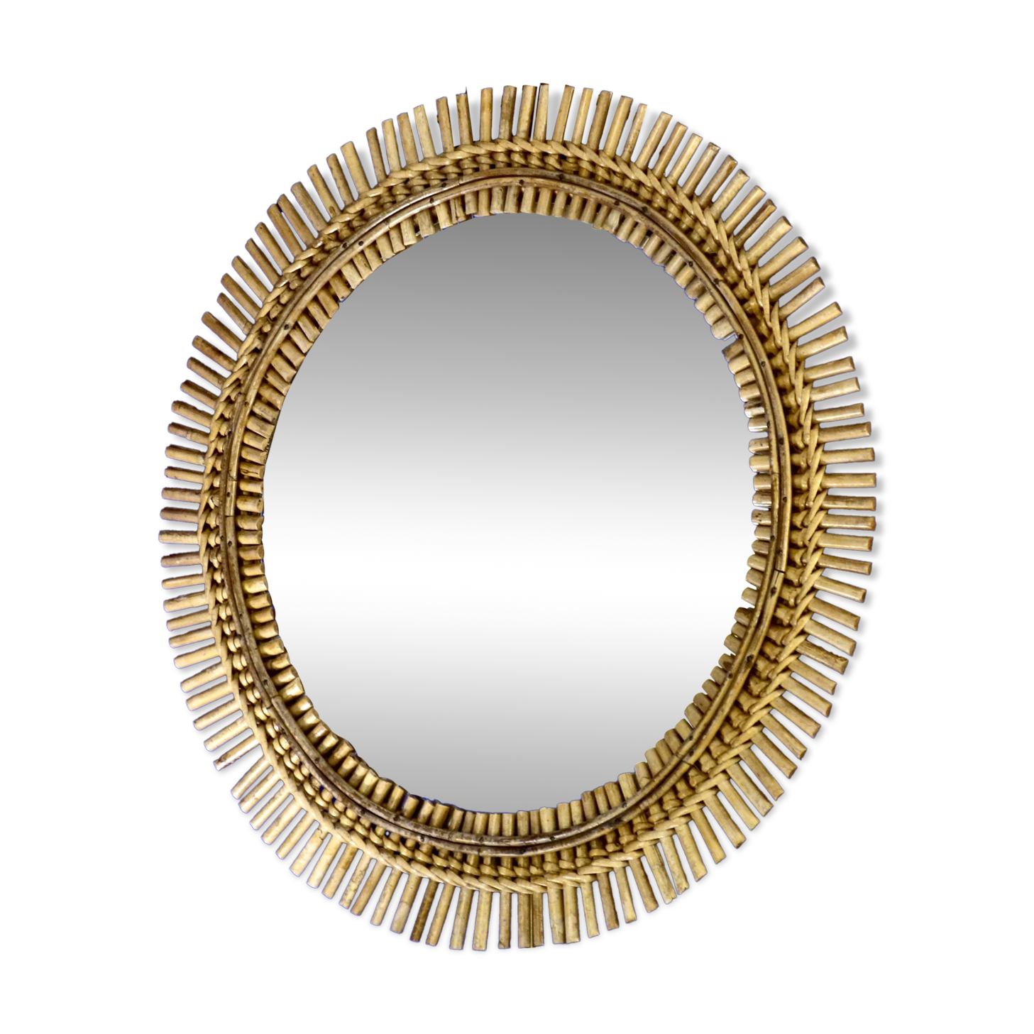 Large rattan and bamboo mirror by Franco Albini for Bonacina, Italy 1960s