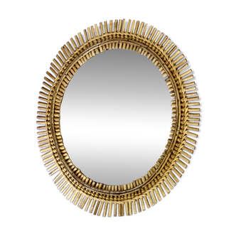 Large rattan and bamboo mirror by Franco Albini for Bonacina, Italy 1960s
