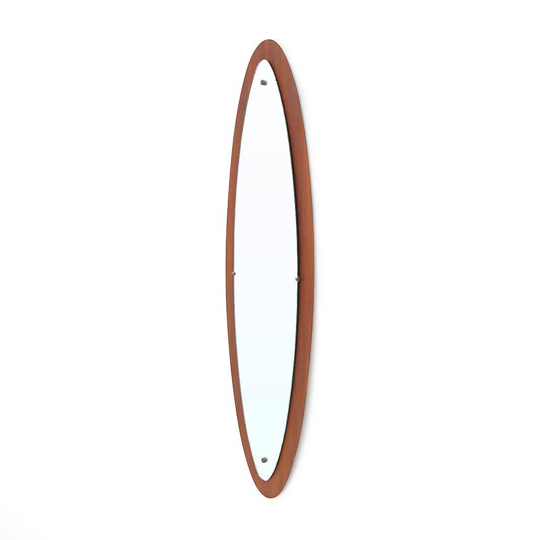 Oval wall mirror in teak, 1960s