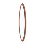 Oval wall mirror in teak, 1960s