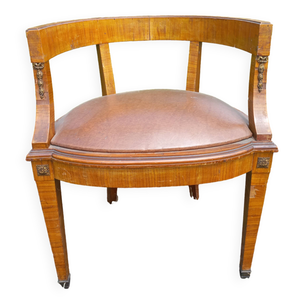 Fauteuil de bureau en bois de rose et bronze