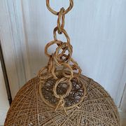 Suspension corde et rotin vintage