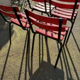 Set of 4 red and black garden chairs
