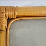 Vintage bamboo tray with smoked glass from the 70s