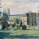 Tableau Aquarelle "La parc du chateau" ec. anglaise ? + encadrement