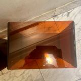 Pair of vintage smoked brown plexiglass side tables