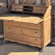 Antique drop-leaf secretary / solid raw oak counter