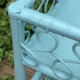 Vintage turquoise rattan corner shelf 1960