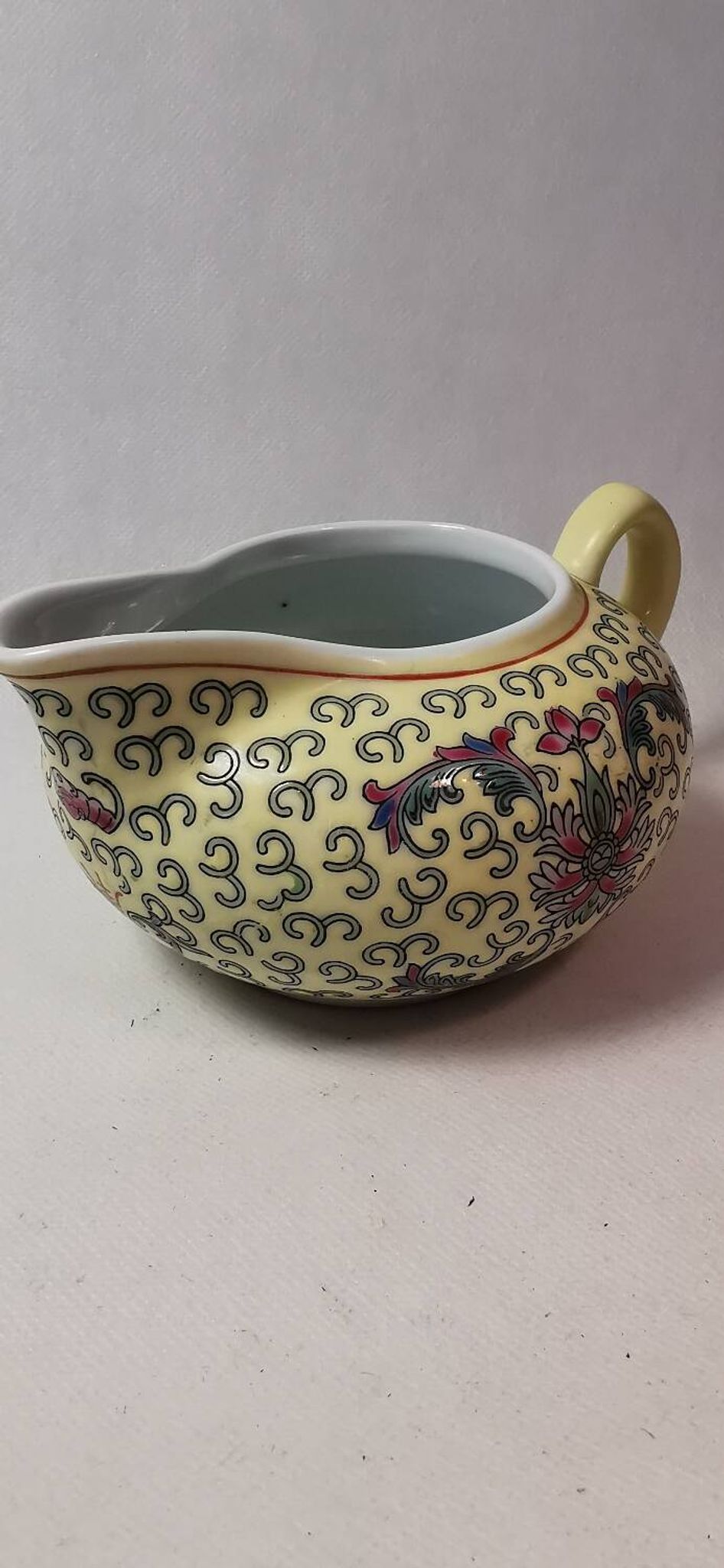 Vintage Chinese Yellow Porcelain Jug or Milk Jug. Signed
