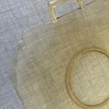 Plat de service carré jaune transparent vintage
