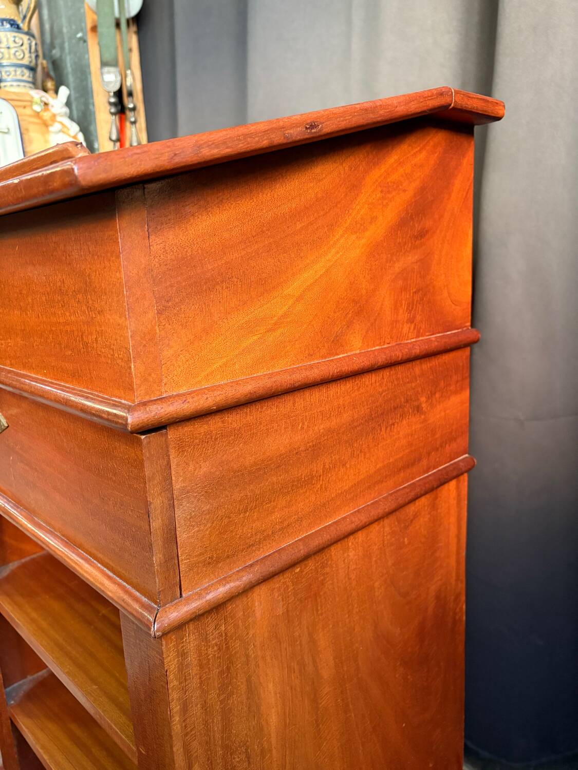 Wooden writing desk with storage, vintage 1950s.