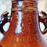 Large vintage table lamp in glazed ceramic, Oriental style 50s-60s.