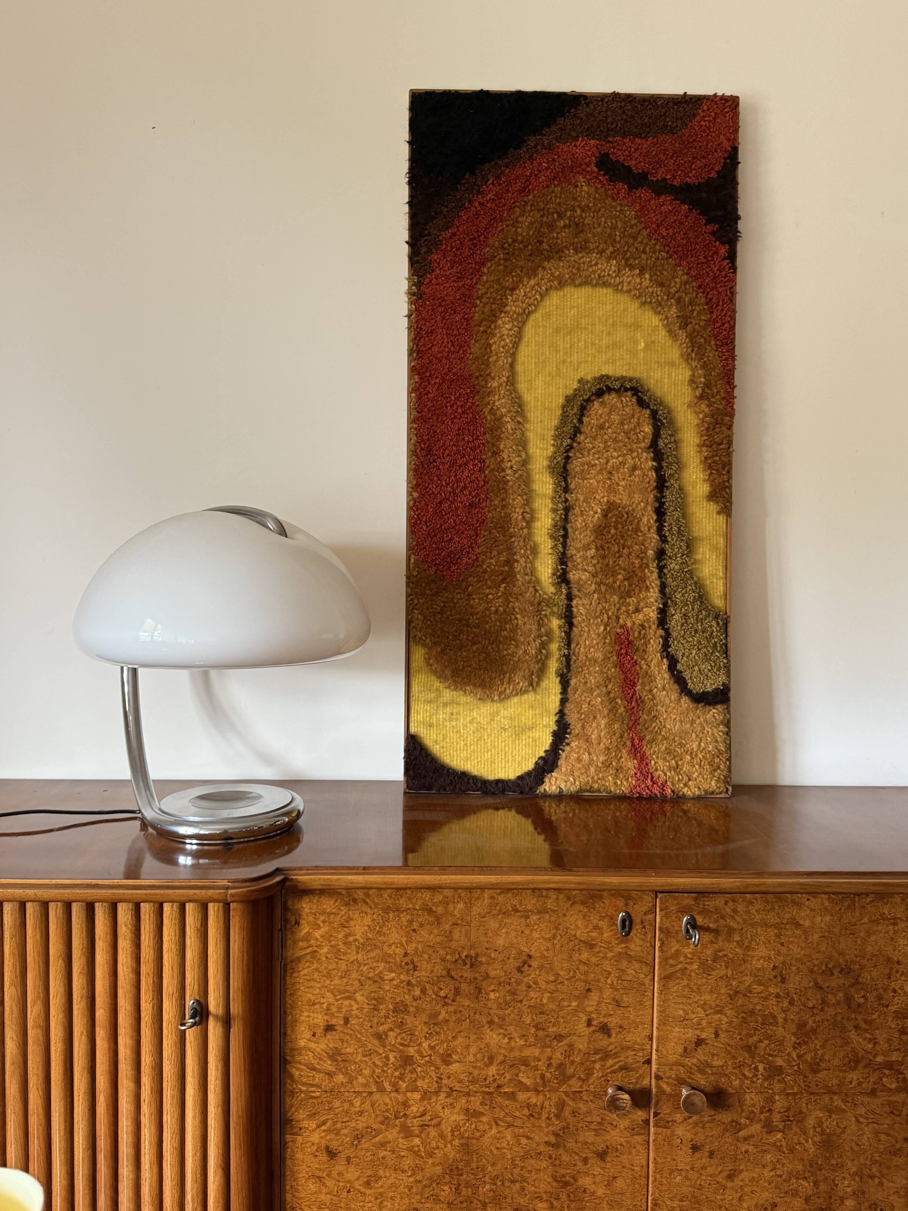 Space Age Wall Tapestry | Italian Mid-Century Fabric Art 1970s