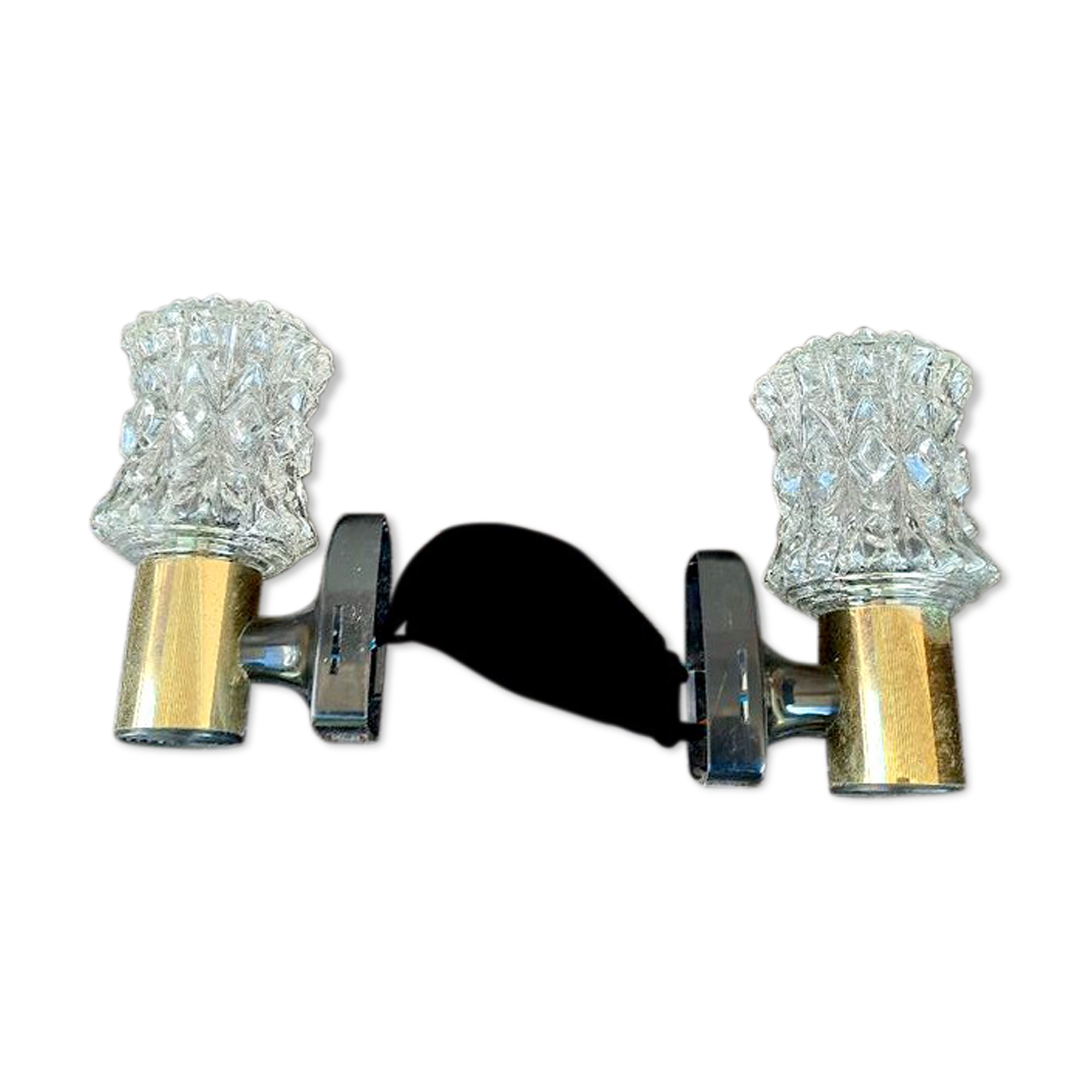 Targetti Sankey wall lamps in gilded brass, 1970's, Italy