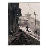 Indochinese school ink (XX °) signed "Bergère à la chévre" + frame