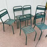 Set of 6 Tolix T1 metal chairs