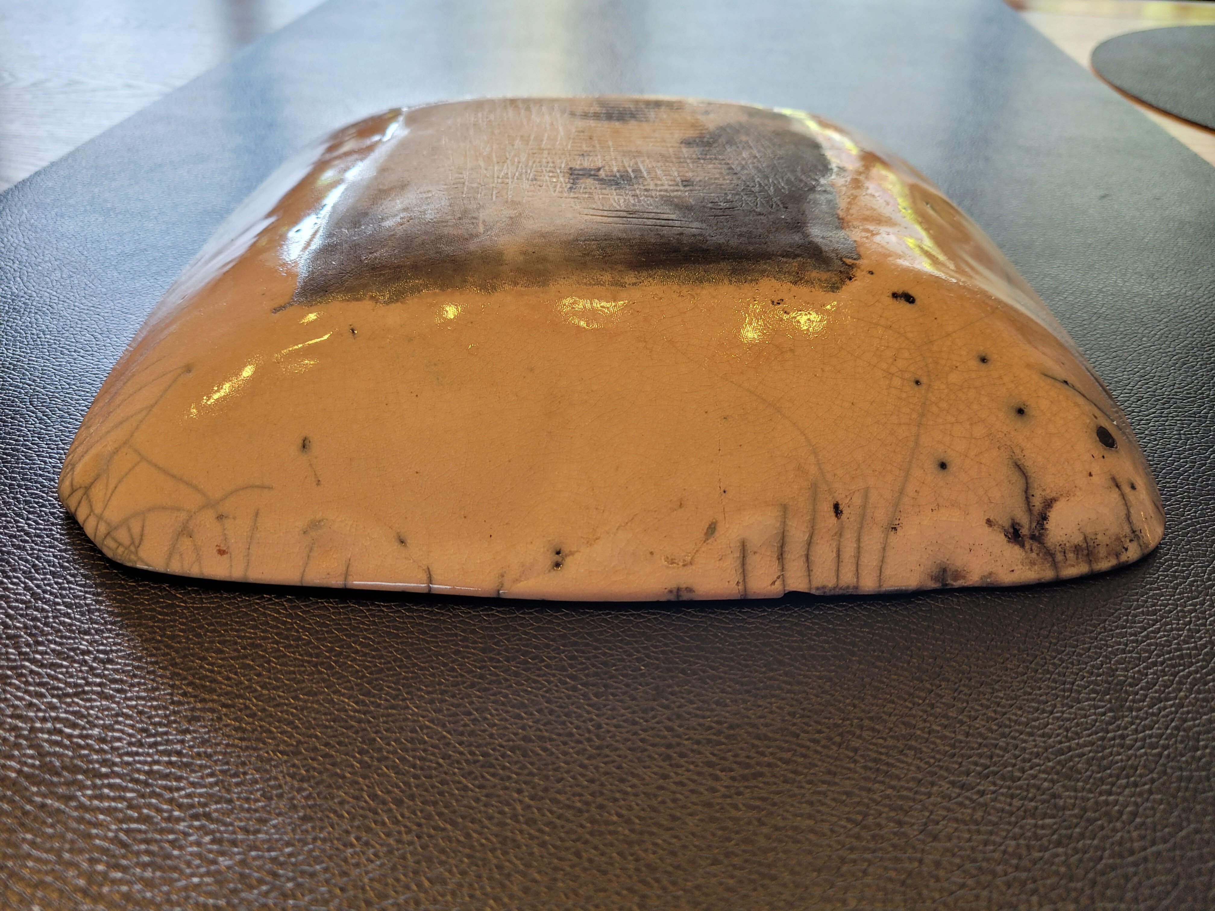 Japanese square dish in Raku