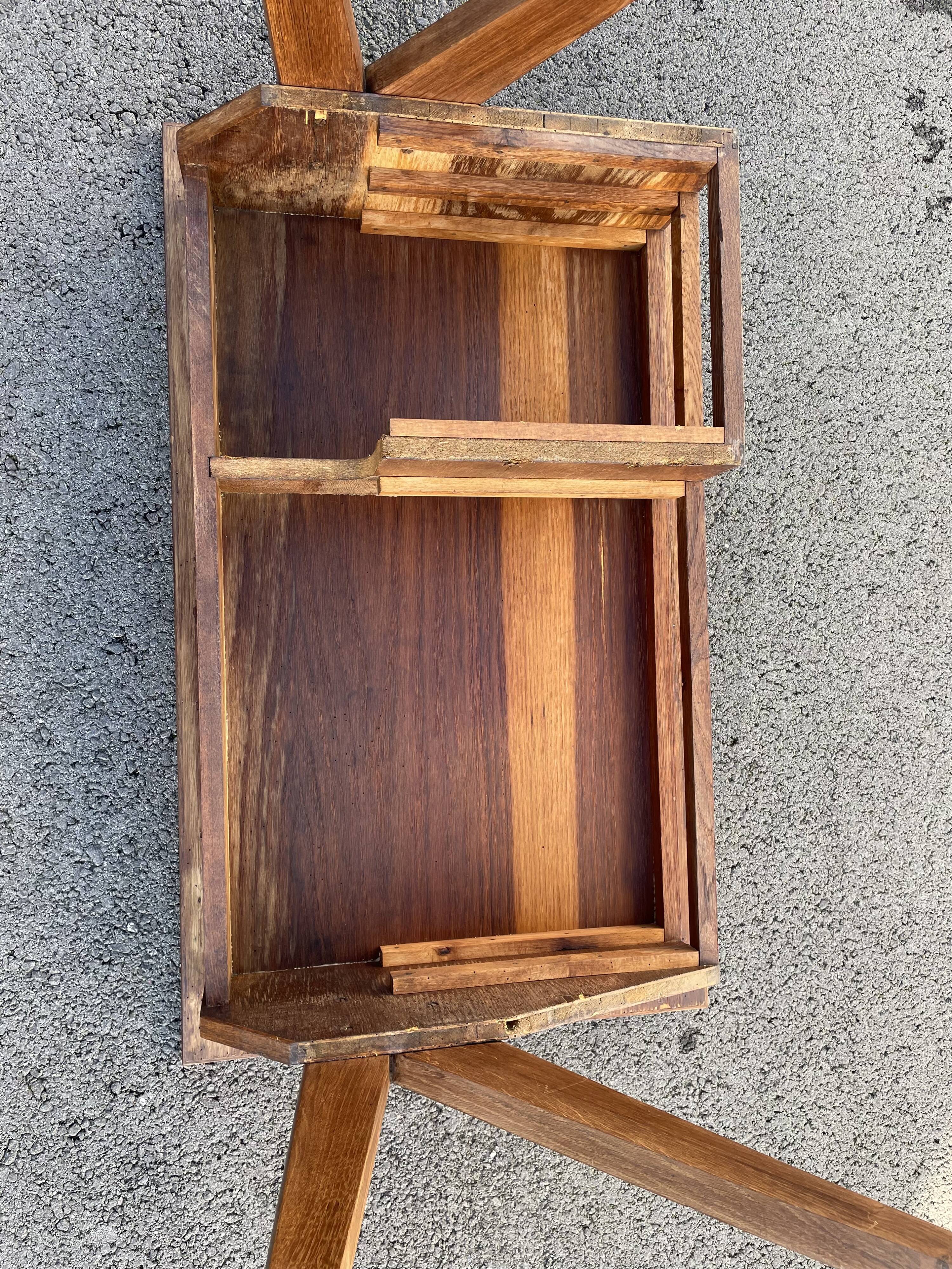 Modernist wooden desk with compass feet 1950