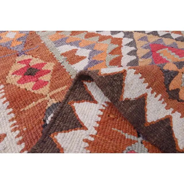 1970s vintage Turkish hand-knotted wool cotton brown runner rug 90x286