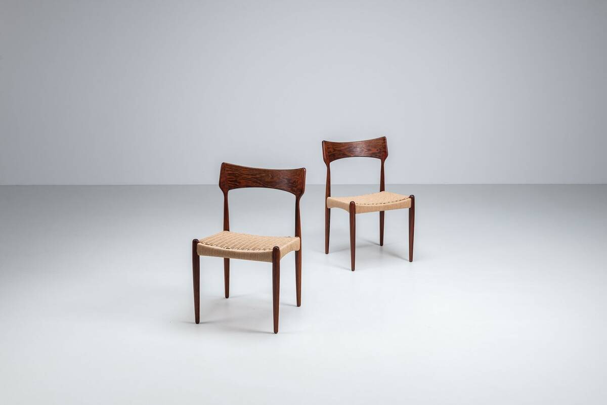 Bernhard Pedersen large set of dining chairs Christian Linnebergs Denmark 1960