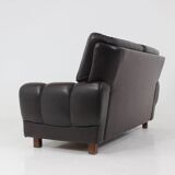 Mid-Century Design Black Leather Sofa, 1970s, Czechoslovakia