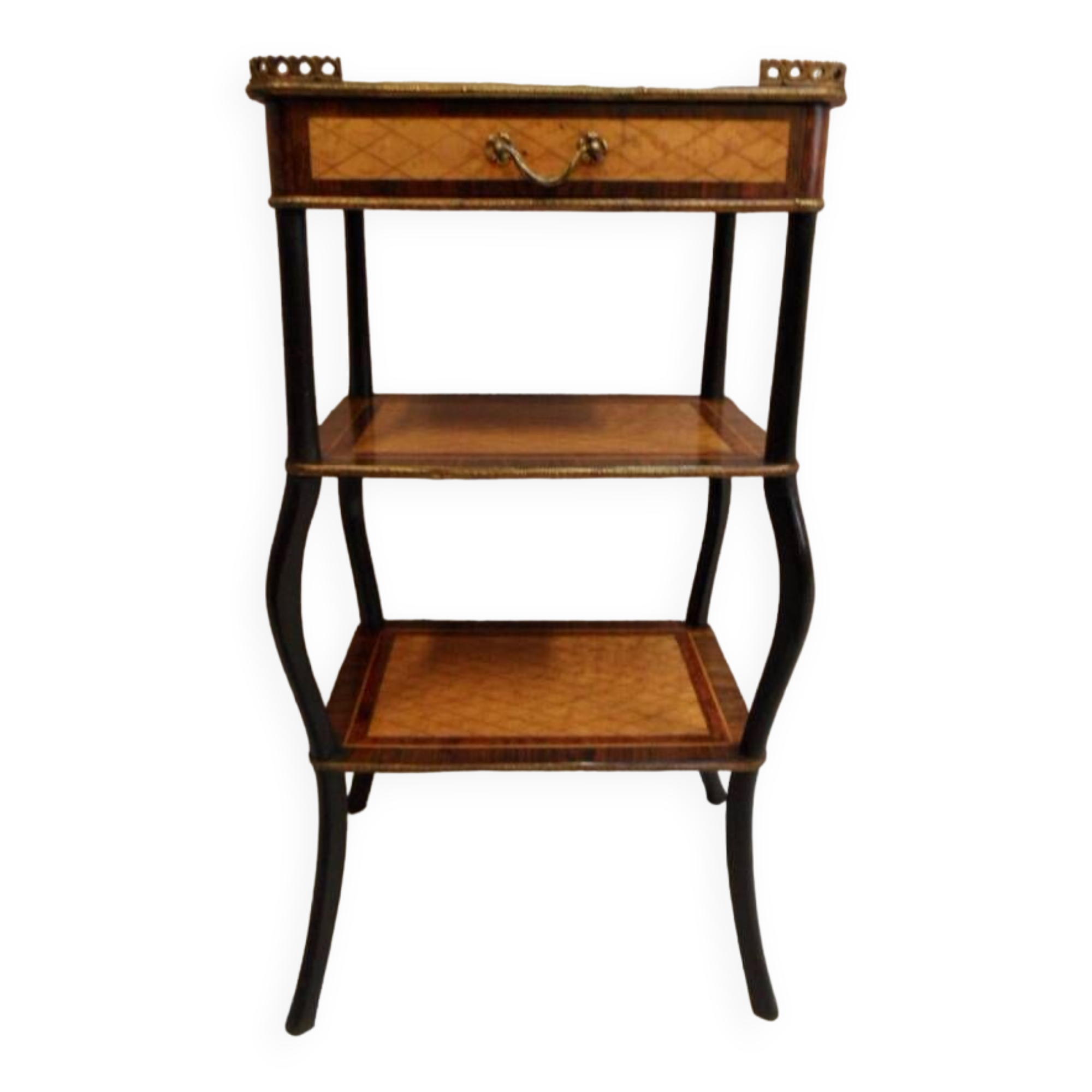 Table d'appoint antique Napoléon 3 avec marqueterie