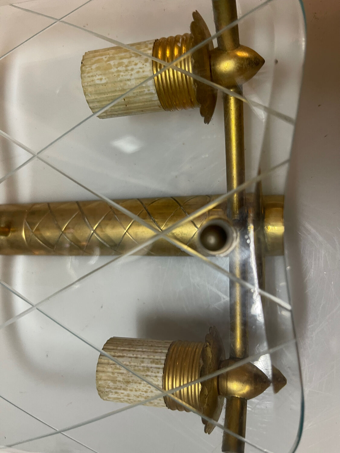 Italian Brass Glass Sconces 1950’s