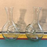 Paire de carafes rafraîchissoirs en verre