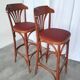 Mid-Century Thonet Style Bar Stools: Red Faux Leather Seat, Set of 2