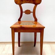 Biedermeier Board Chairs in Cherry Veneer and Mesh, Vienna, 1830s, Set of 6